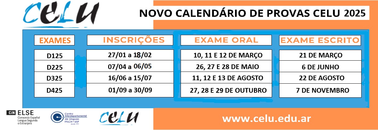 Calendário do CELU 2025